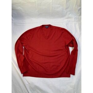 Brooks Brothers Saxon Merino Wool Blend 100%  V Neck Sweater Mens XL Red
